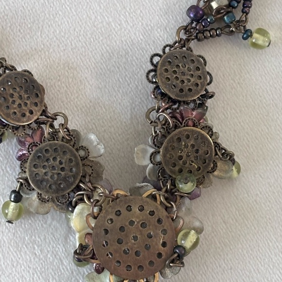 Vtg Colleen Toland’s Floral Charm Necklace - Picture 4 of 8